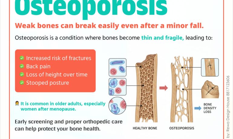 Best osteoporosis treatment in Bhopal showing healthy vs osteoporotic bone
